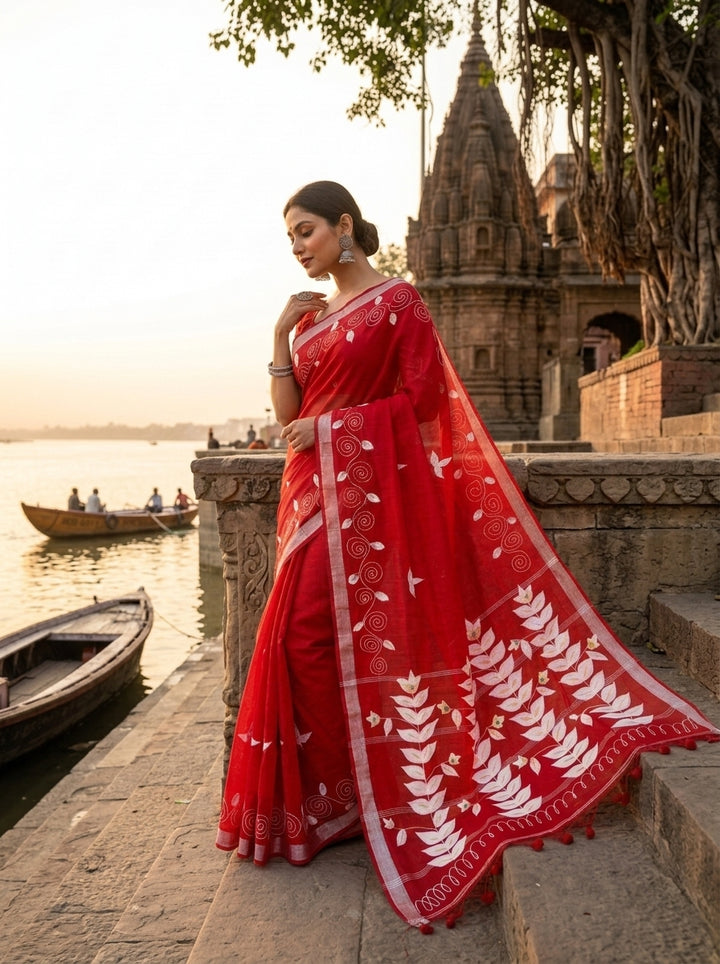 Mudrika Weave Hand Painted Cotton Saree