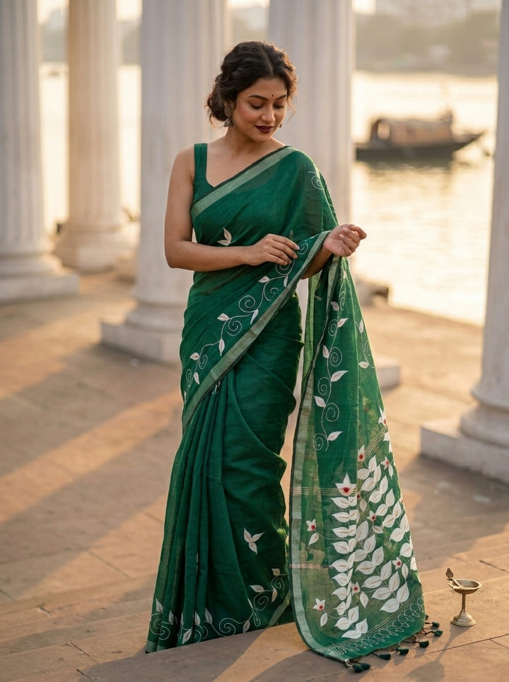 Mudrika Weave Hand Painted Cotton Saree