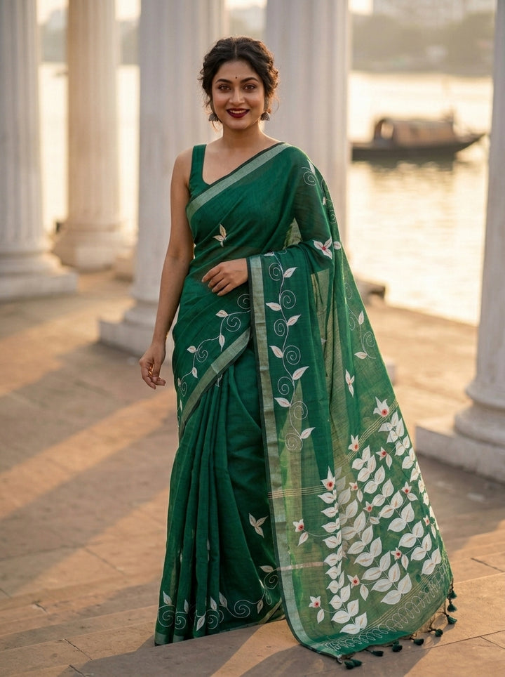 Mudrika Weave Hand Painted Cotton Saree