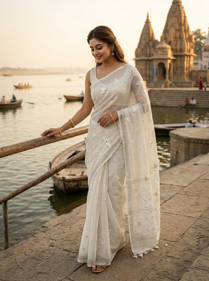 Mudrika Weave Hand Painted Cotton Saree