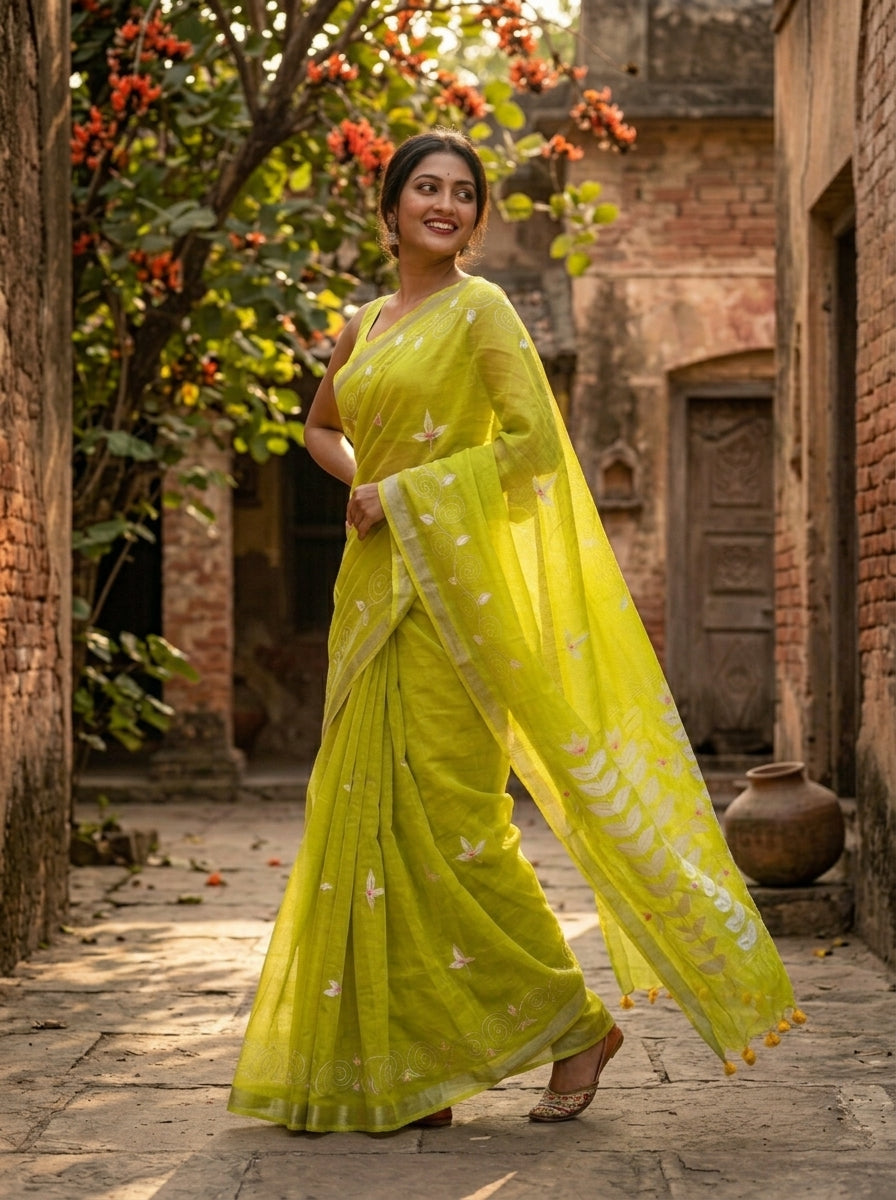 Mudrika Weave Hand Painted Cotton Saree