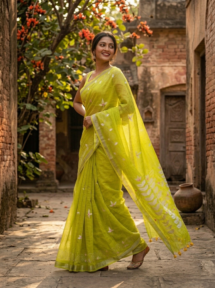 Mudrika Weave Hand Painted Cotton Saree