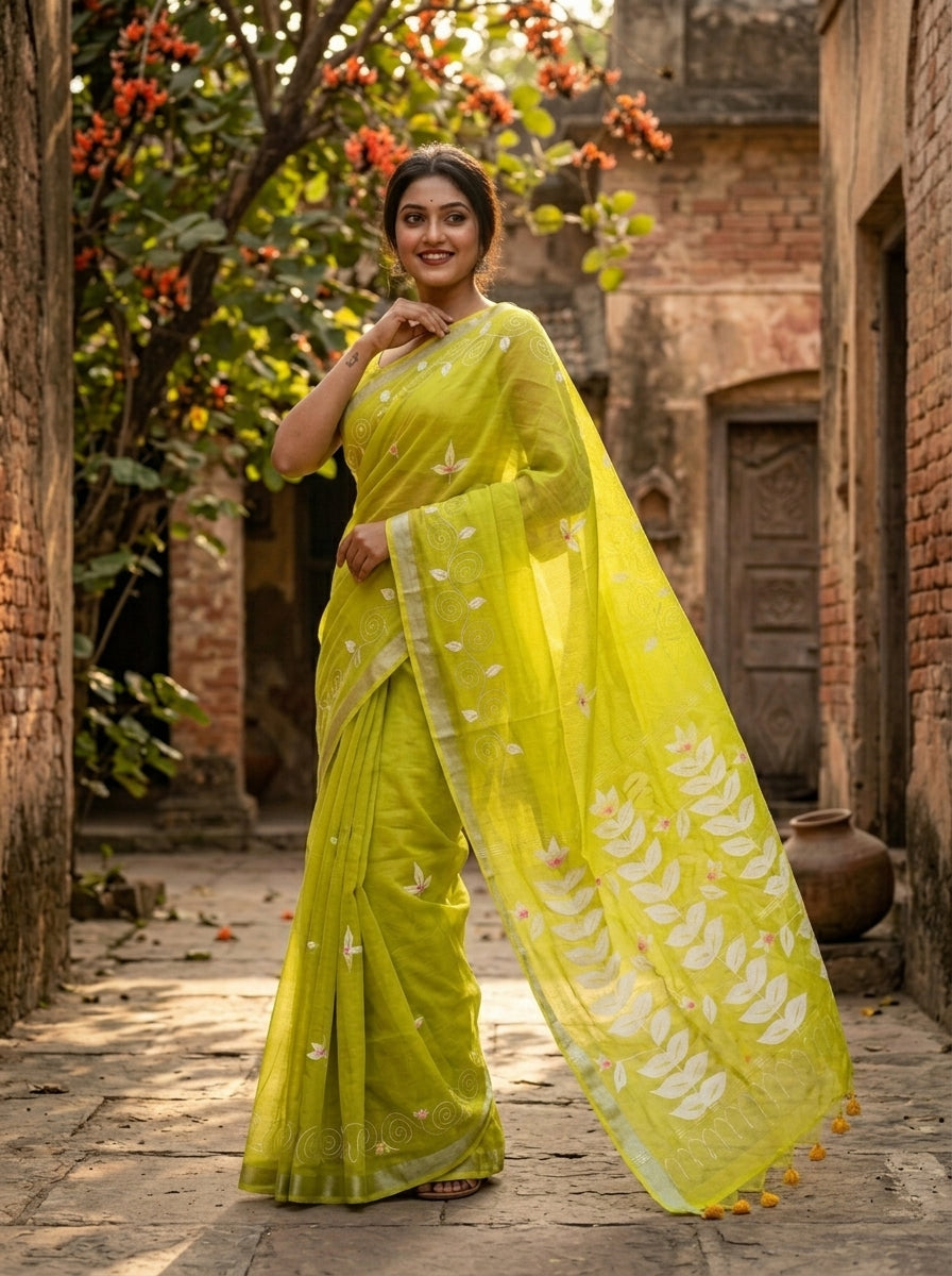 Mudrika Weave Hand Painted Cotton Saree