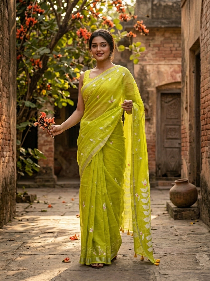 Mudrika Weave Hand Painted Cotton Saree