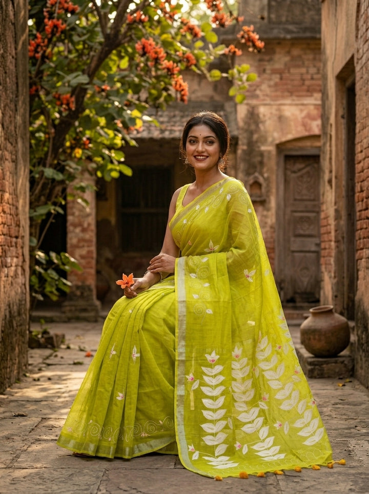Mudrika Weave Hand Painted Cotton Saree