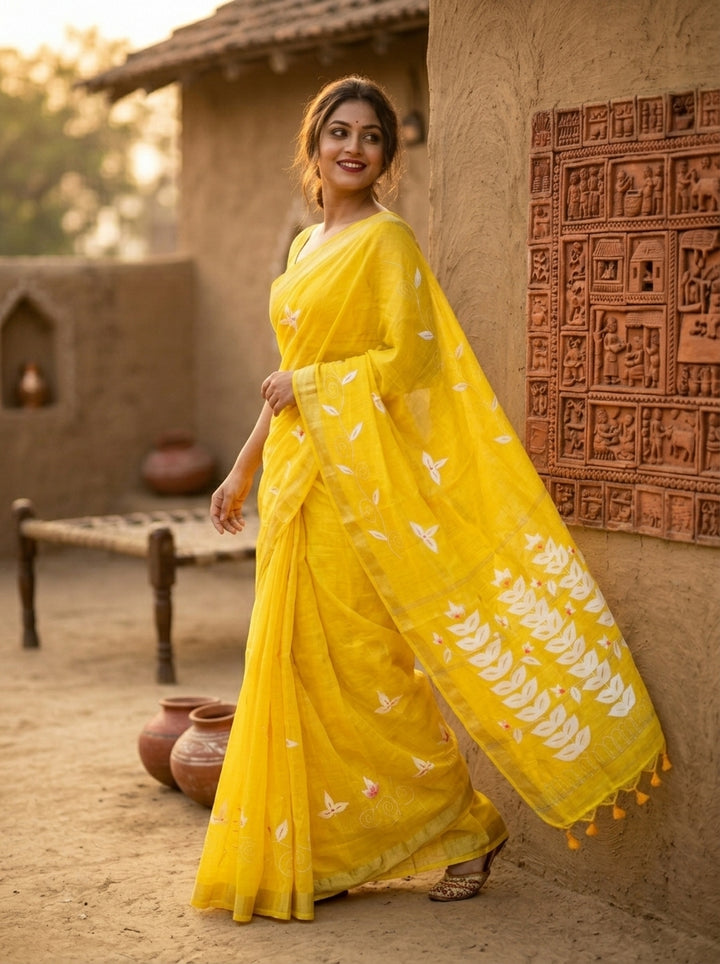 Mudrika Weave Hand Painted Cotton Saree