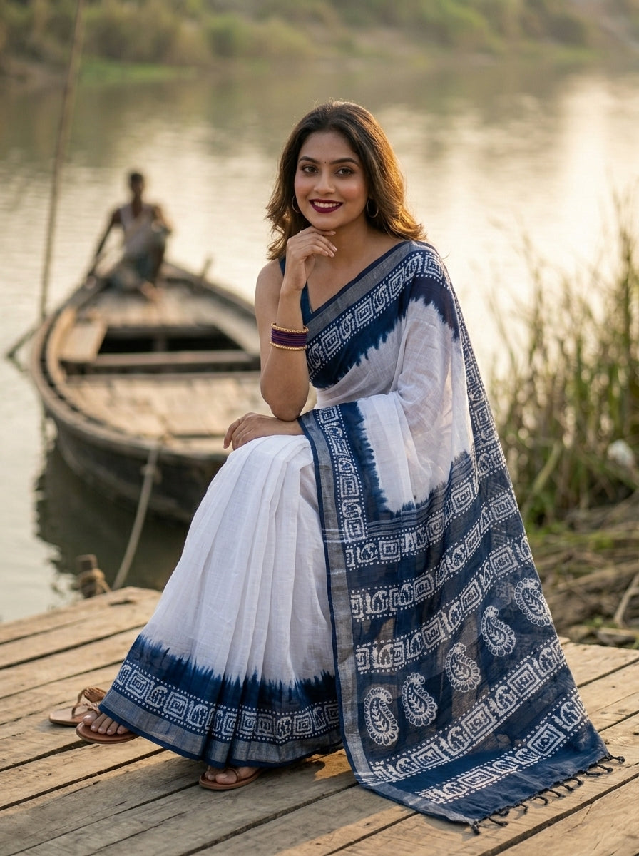 Mrinmoyee (মৃন্ময়ী) Cotton Linen Saree