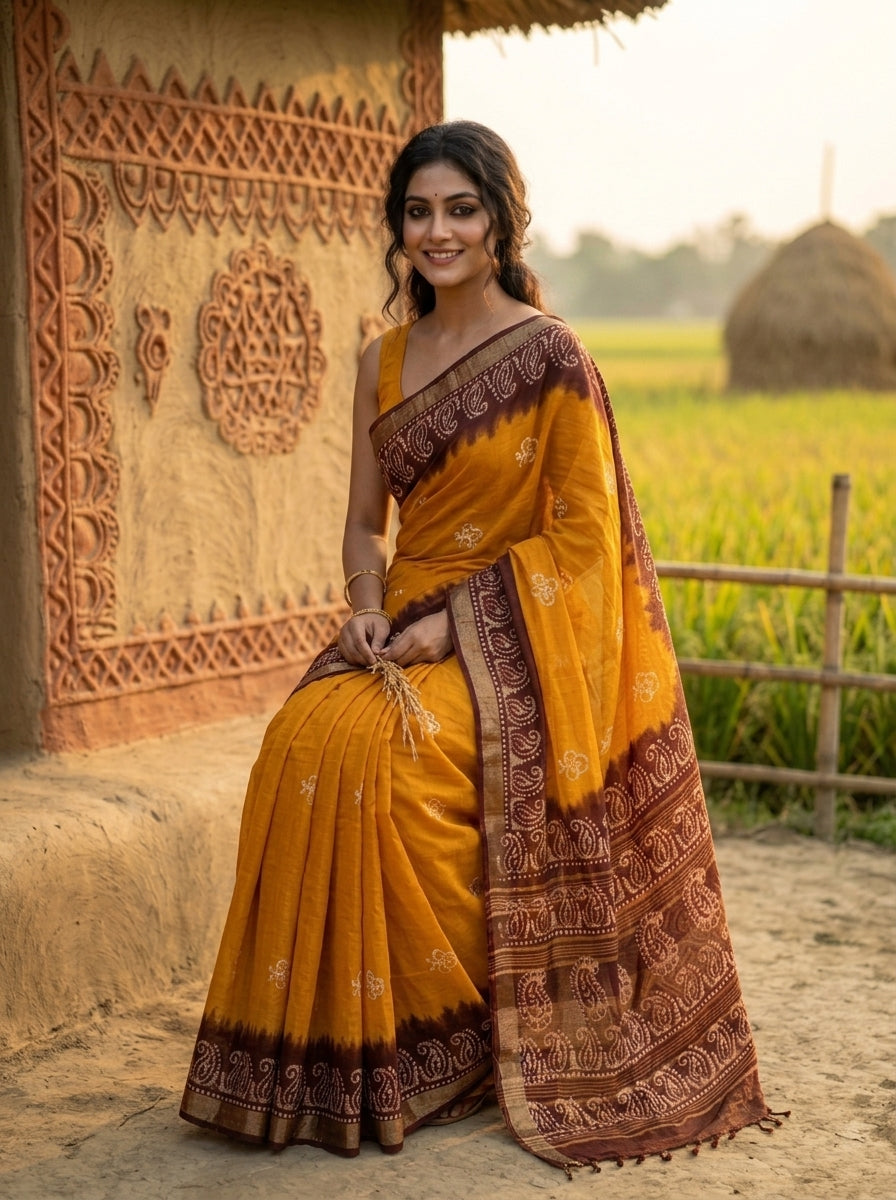 Ronger Porosh (রঙের পরশ) Cotton Linen Saree