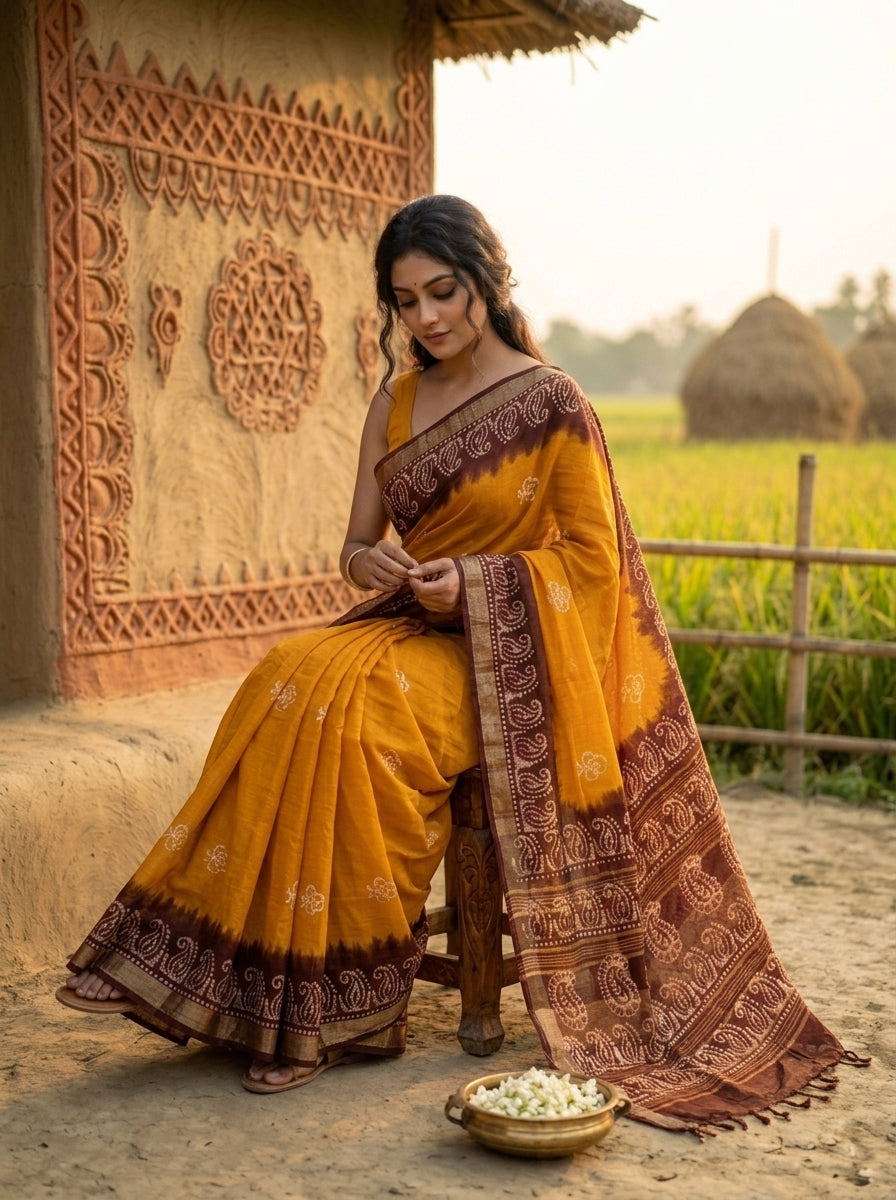Ronger Porosh (রঙের পরশ) Cotton Linen Saree