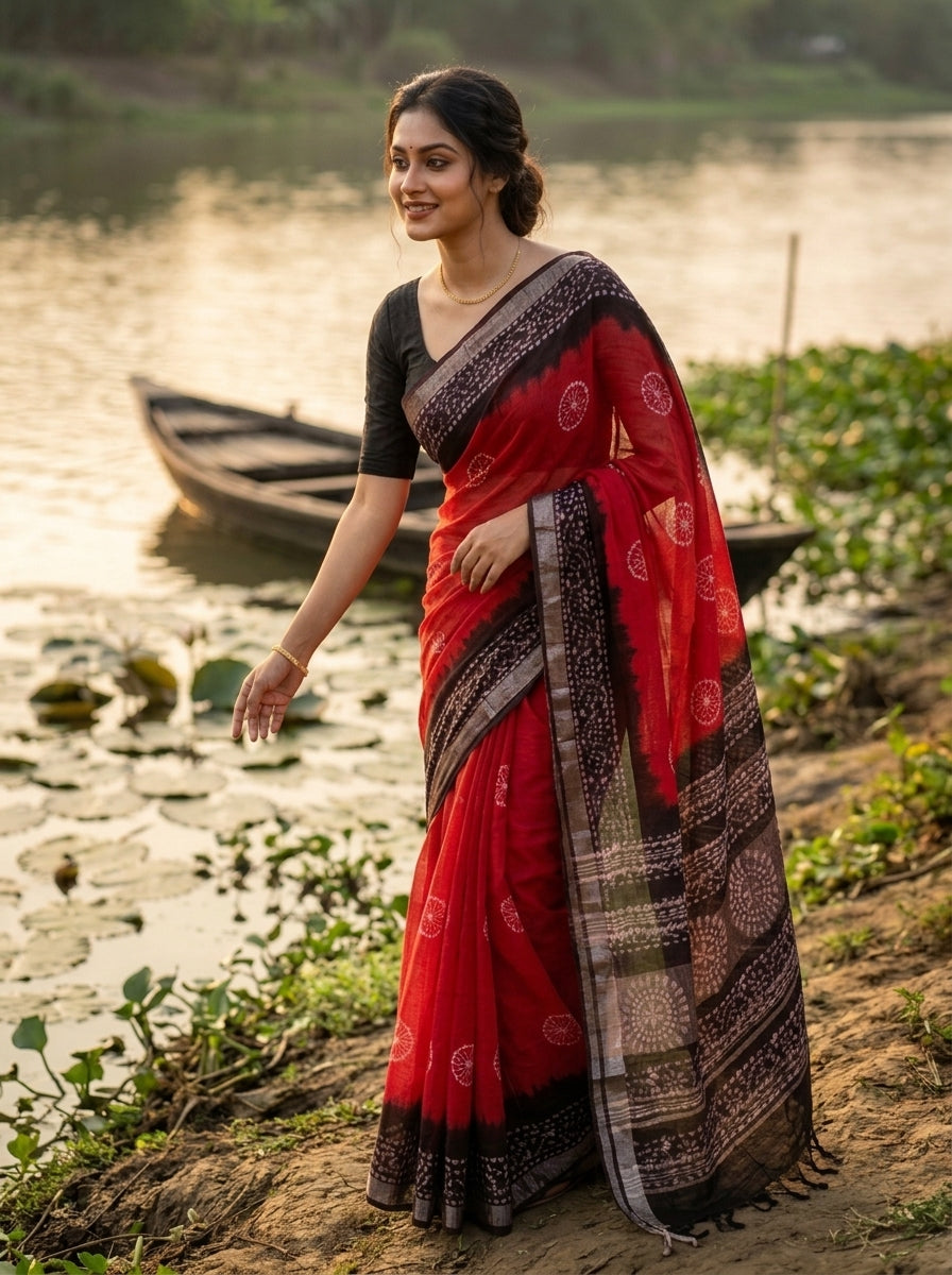 Ronger Porosh (রঙের পরশ) Cotton Linen Saree