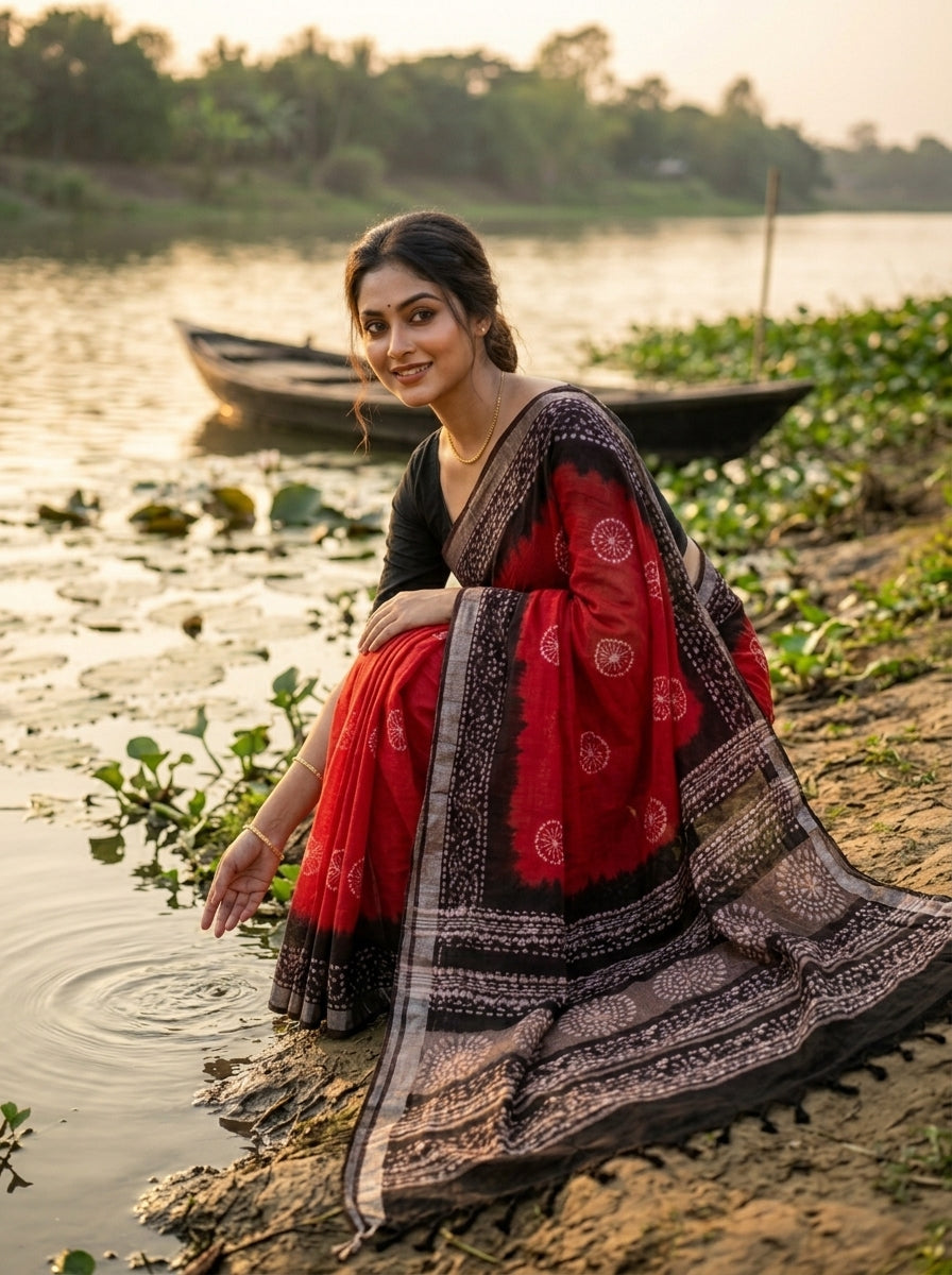 Ronger Porosh (রঙের পরশ) Cotton Linen Saree