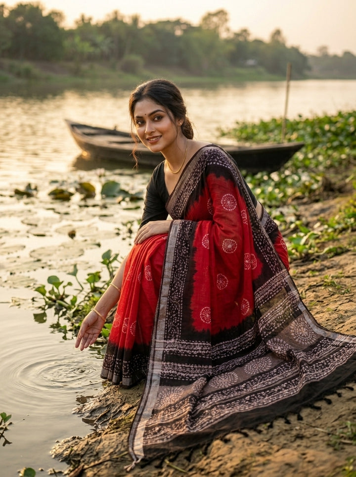 Ronger Porosh (রঙের পরশ) Cotton Linen Saree