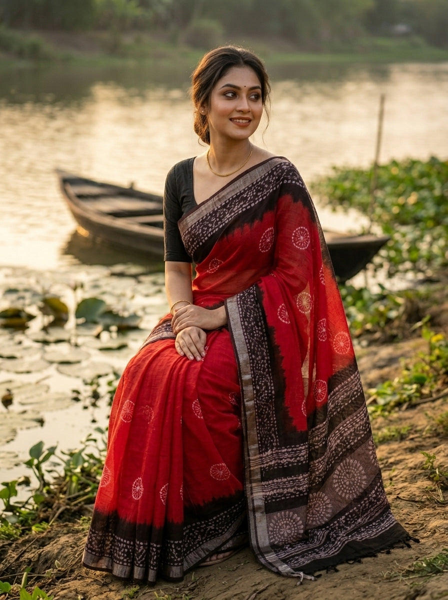 Ronger Porosh (রঙের পরশ) Cotton Linen Saree