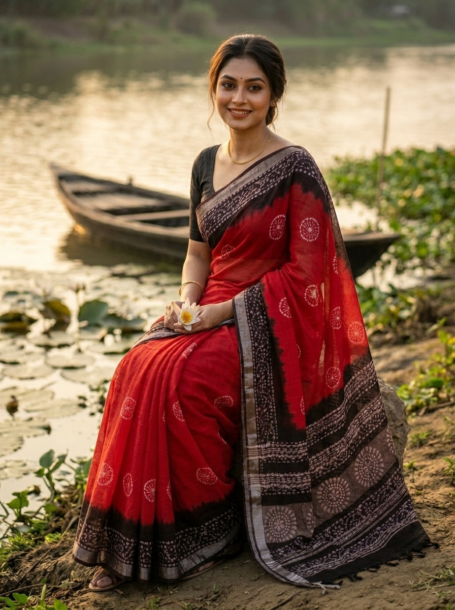 Ronger Porosh (রঙের পরশ) Cotton Linen Saree