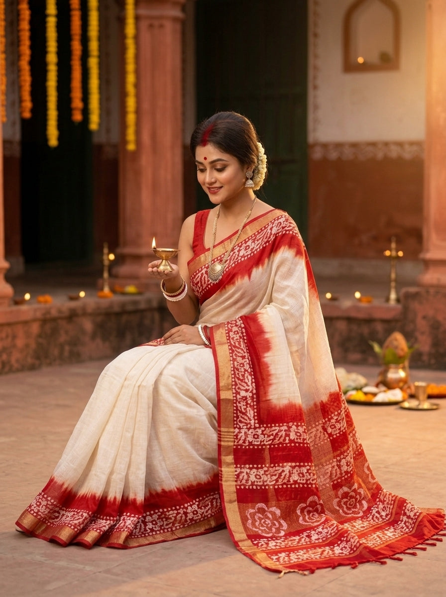 Mrinmoyee (মৃন্ময়ী) Cotton Linen Saree