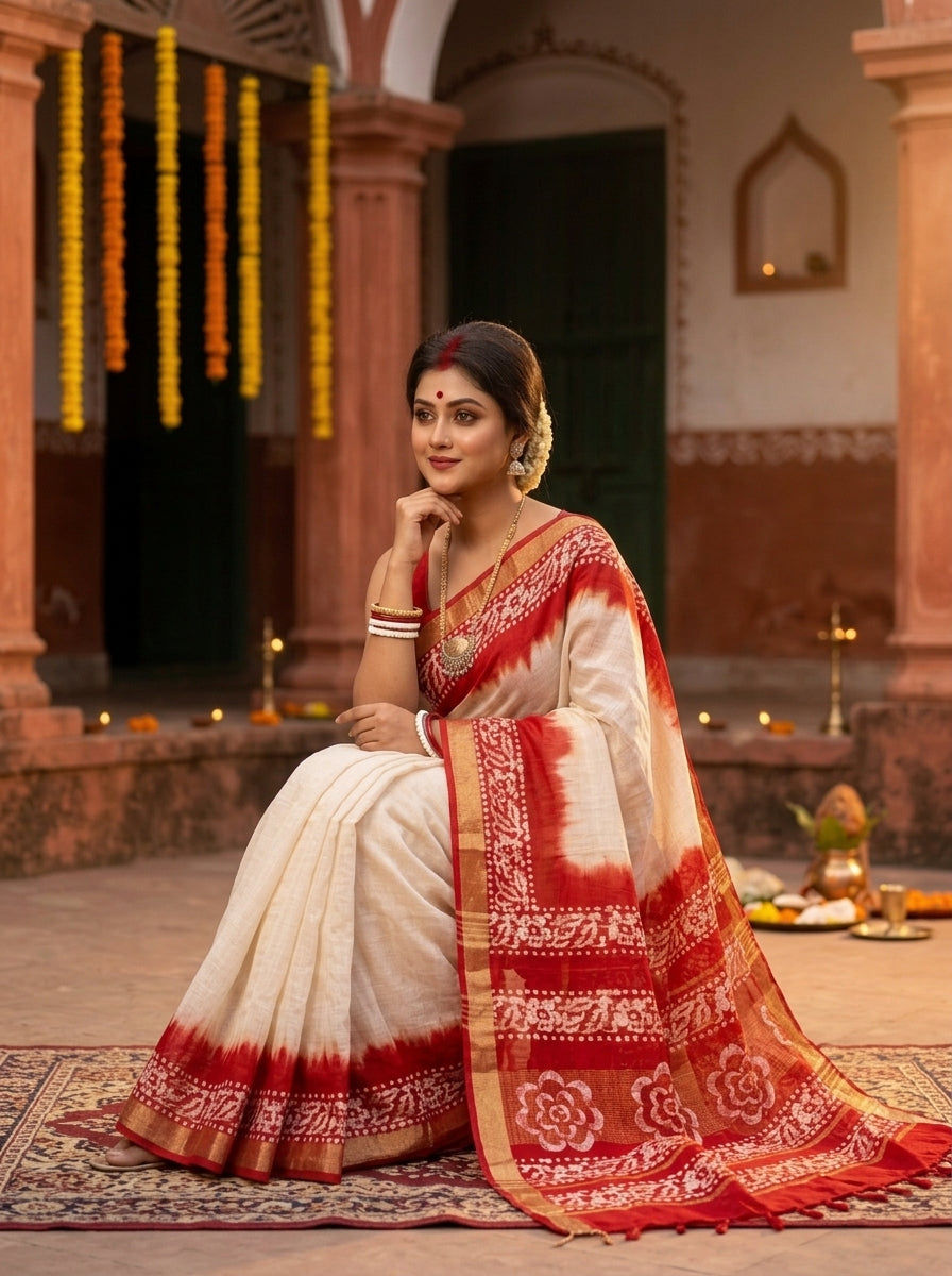 Mrinmoyee (মৃন্ময়ী) Cotton Linen Saree