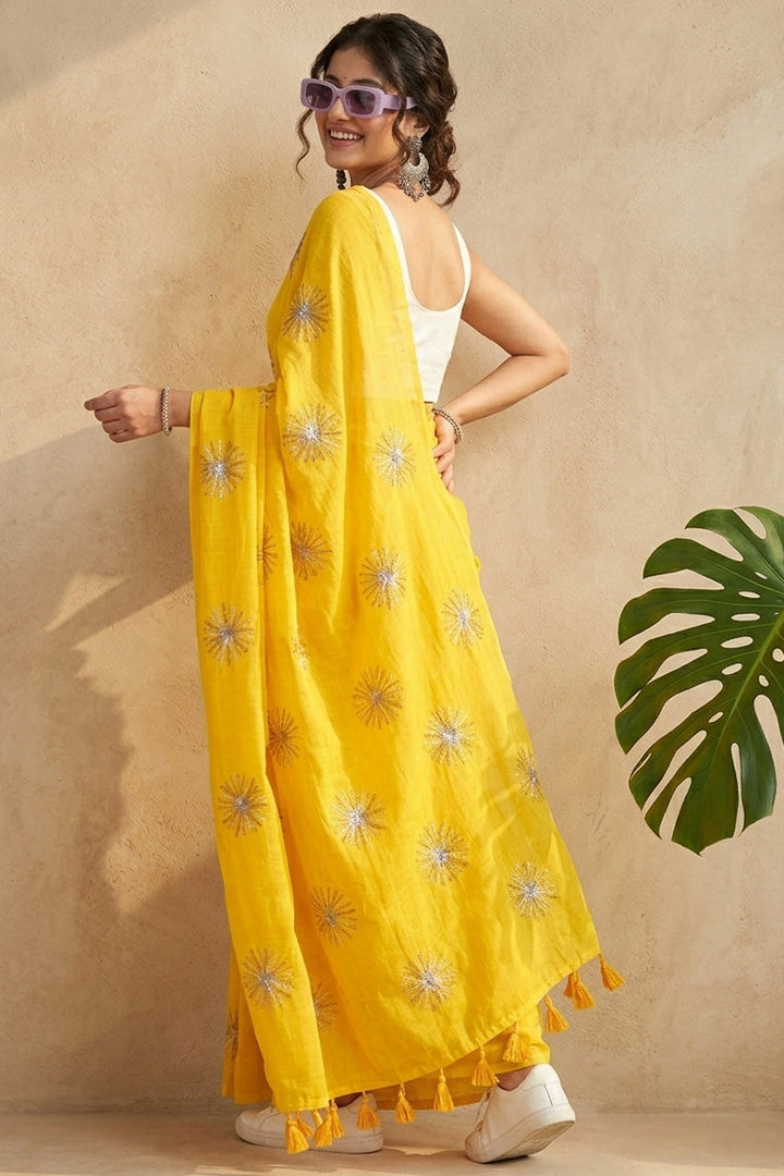 Stole My Heart Sequins Work Mul Cotton Saree