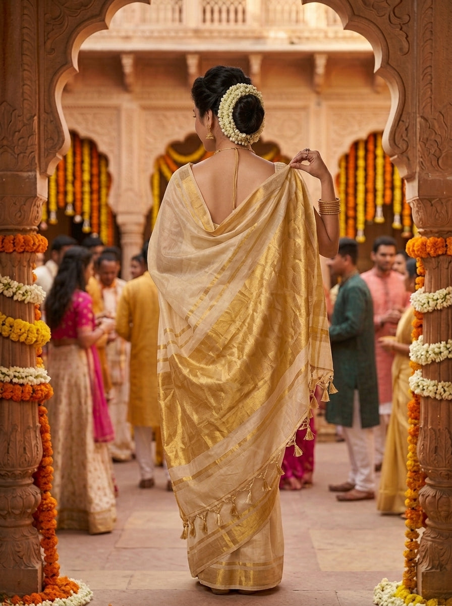 A Traveler's Tune Tissue Linen Saree