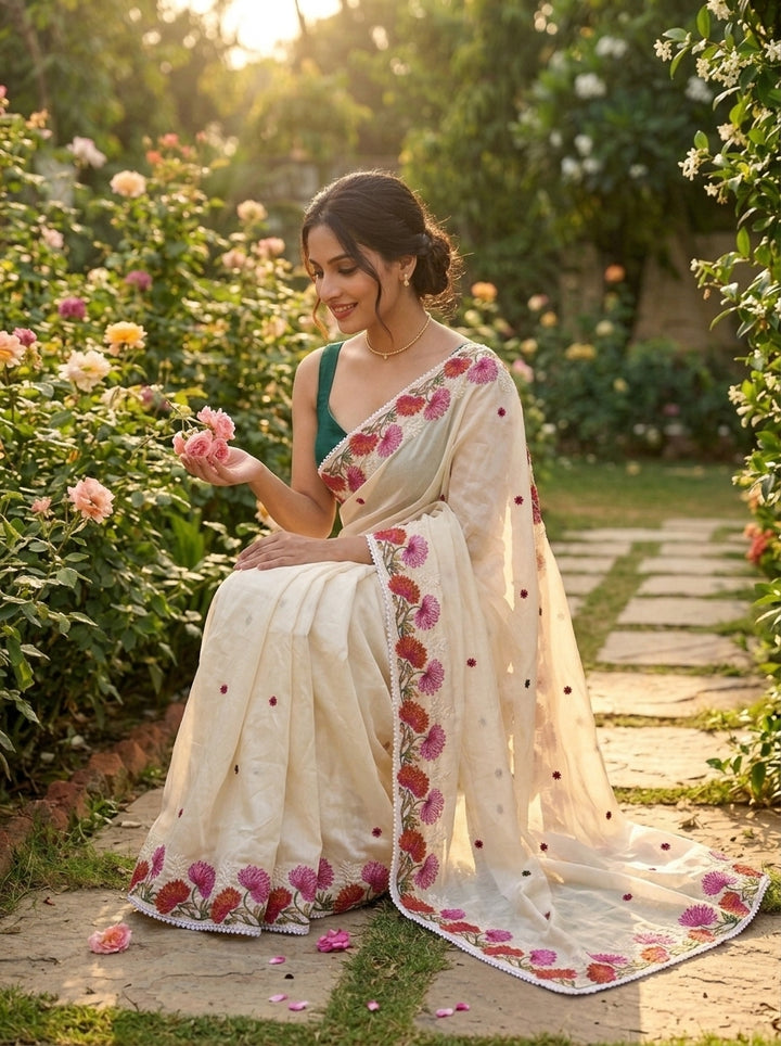 Beloved Lotus Tussar Silk Saree