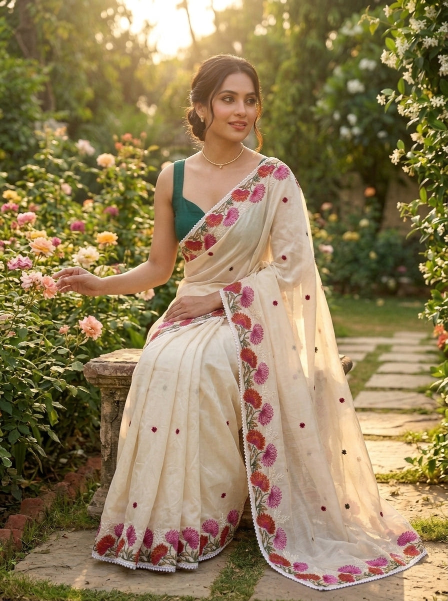 Beloved Lotus Tussar Silk Saree