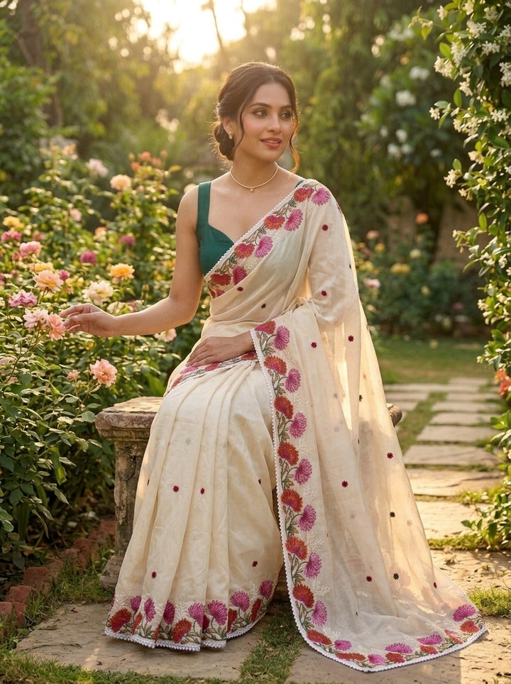 Beloved Lotus Tussar Silk Saree