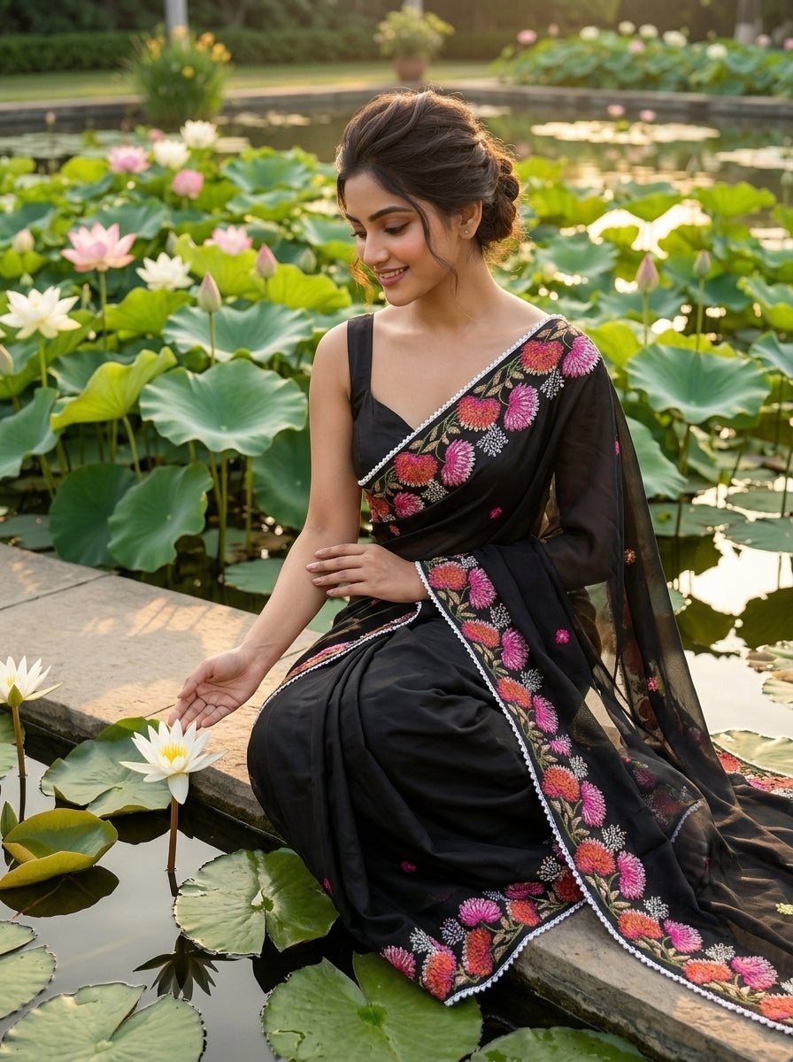 Beloved Lotus Tussar Silk Saree