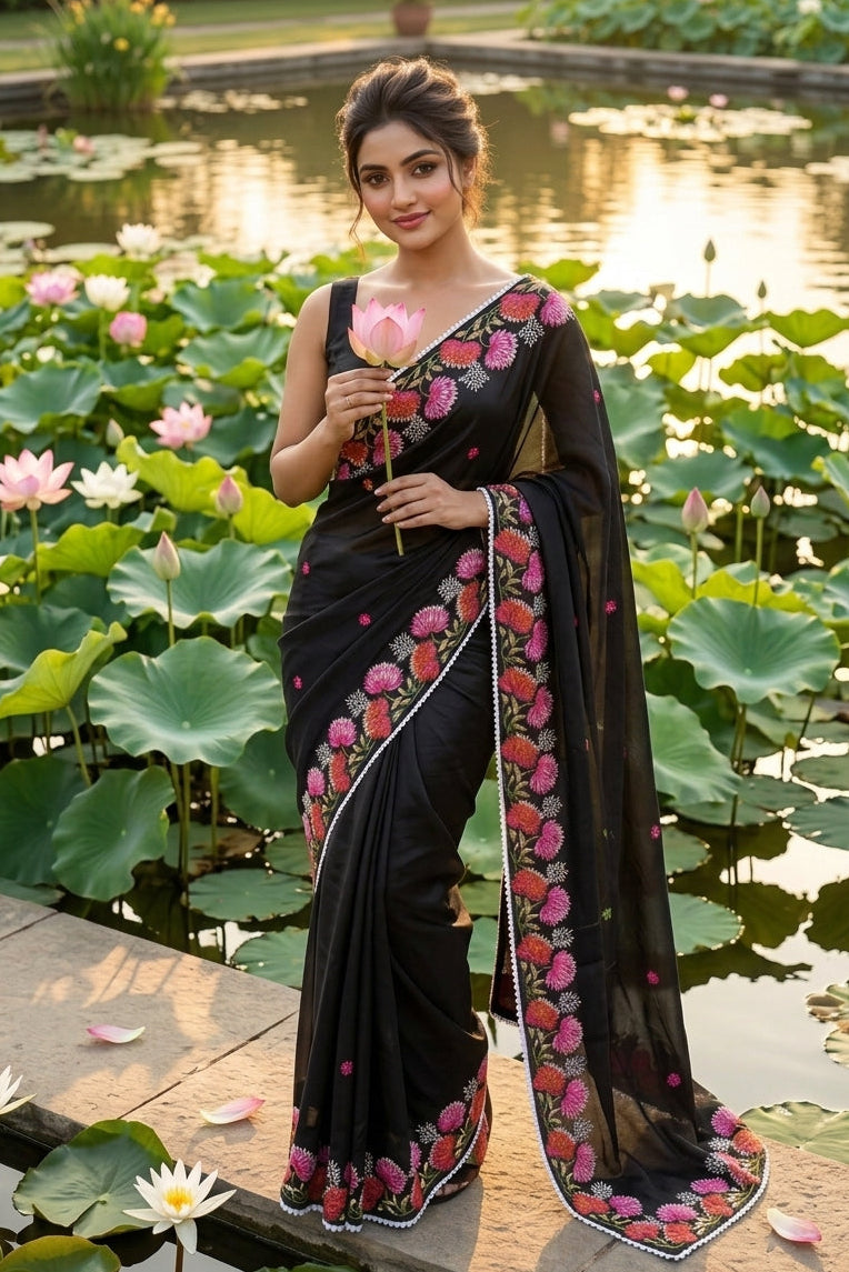 Beloved Lotus Tussar Silk Saree