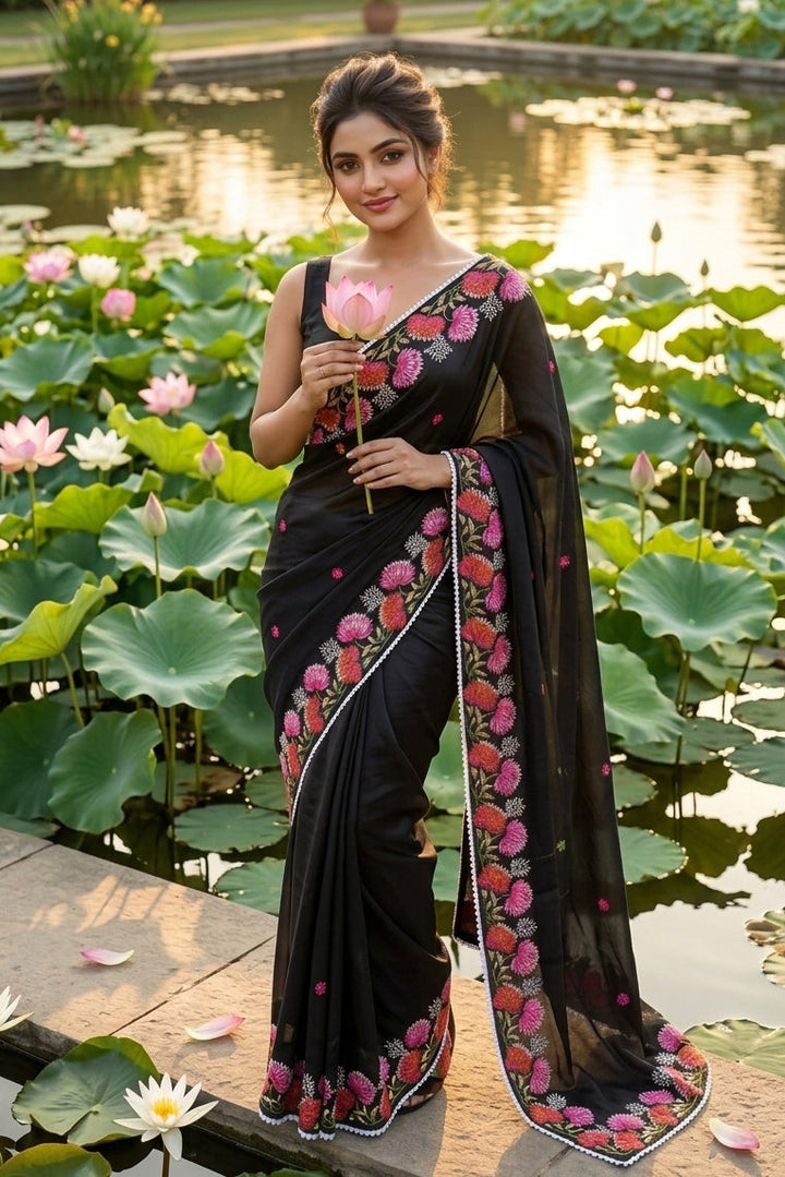 Beloved Lotus Tussar Silk Saree