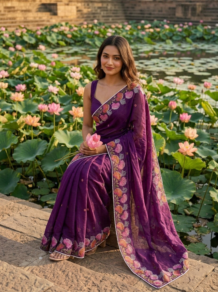 Beloved Lotus Tussar Silk Saree
