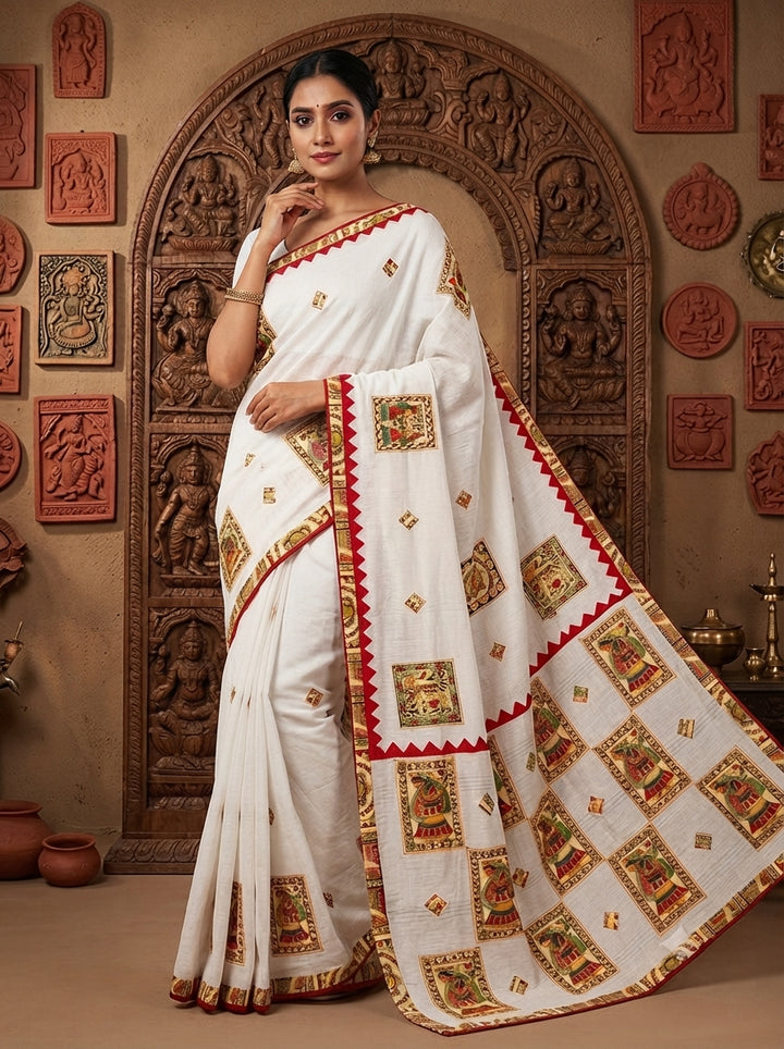 Mithila Mosaic Madhubani Patch Work Saree