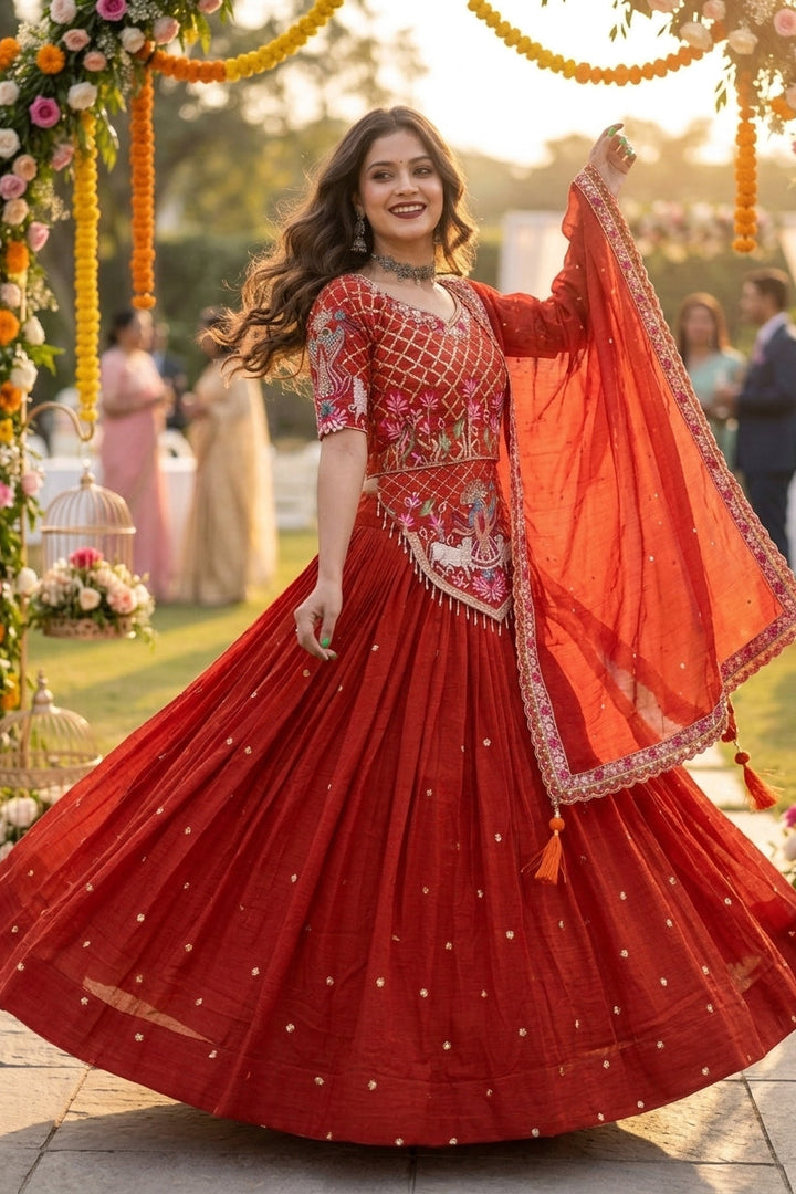 Flame of Grace Silk Lehenga