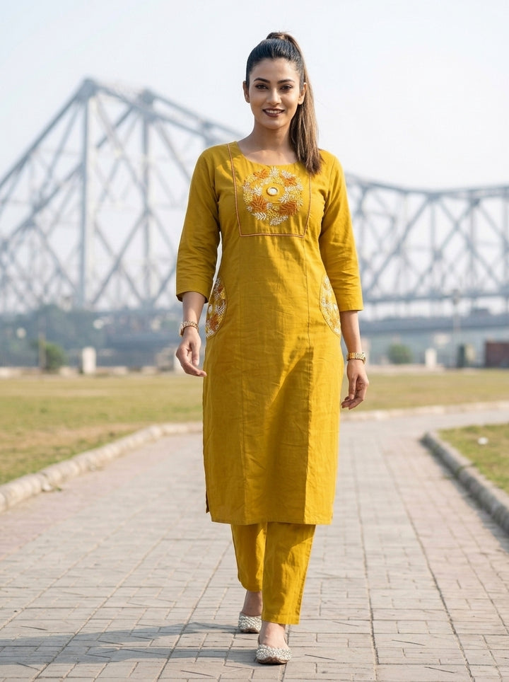 Floral Eclipse Cotton  Kurti Set