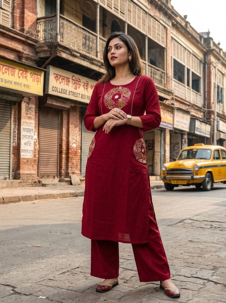 Floral Eclipse Cotton  Kurti Set