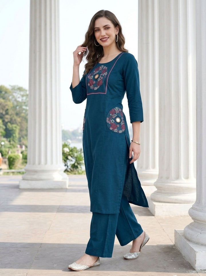 Floral Eclipse Cotton  Kurti Set