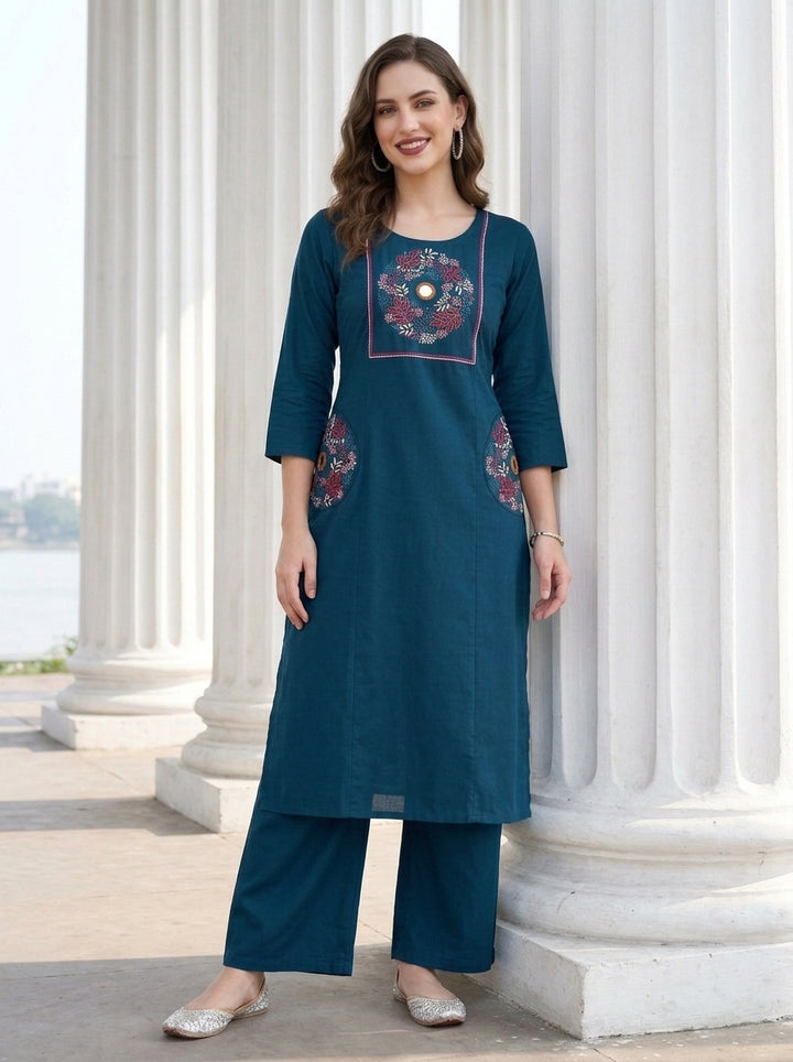 Floral Eclipse Cotton  Kurti Set