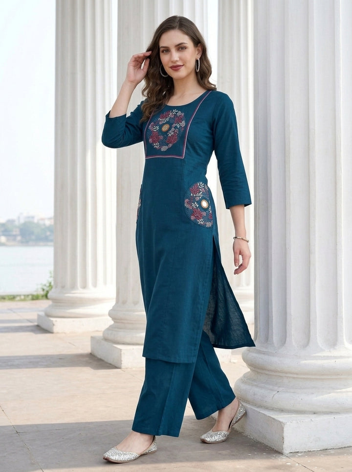 Floral Eclipse Cotton  Kurti Set