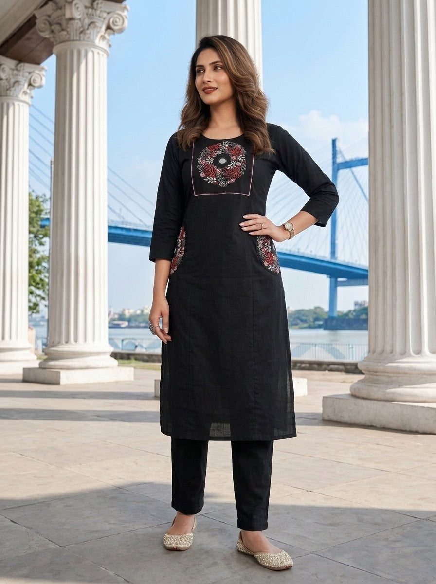 Floral Eclipse Cotton  Kurti Set