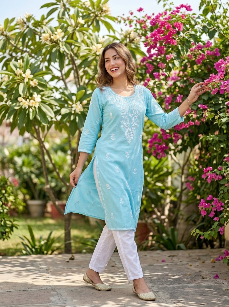 Contrasting Color With Kurti Set
