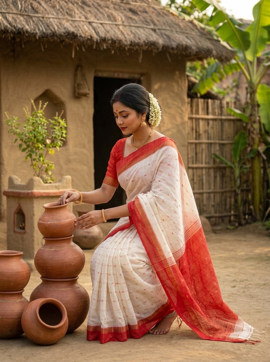 Raktima Khadi Cotton Saree