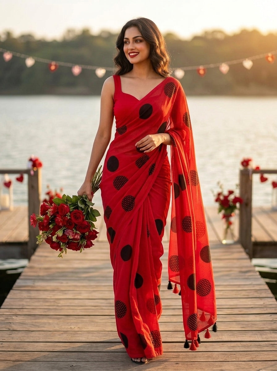 Meadow Dots Mul Cotton Saree