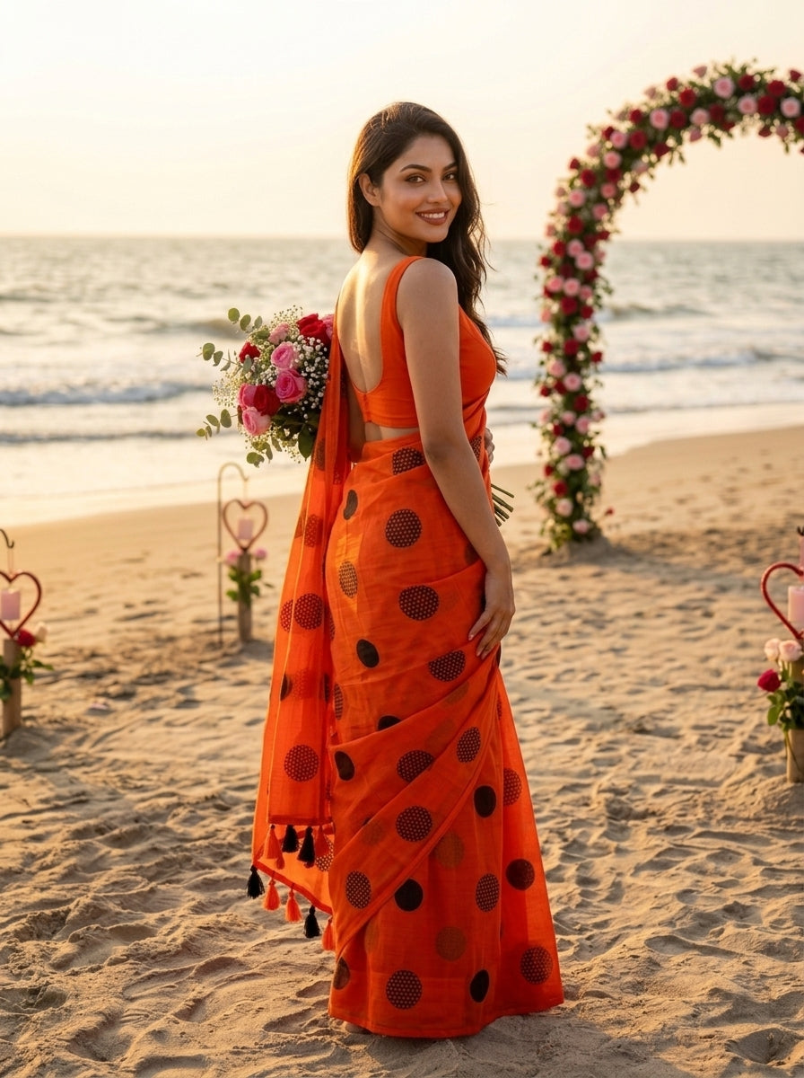 Meadow Dots Mul Cotton Saree