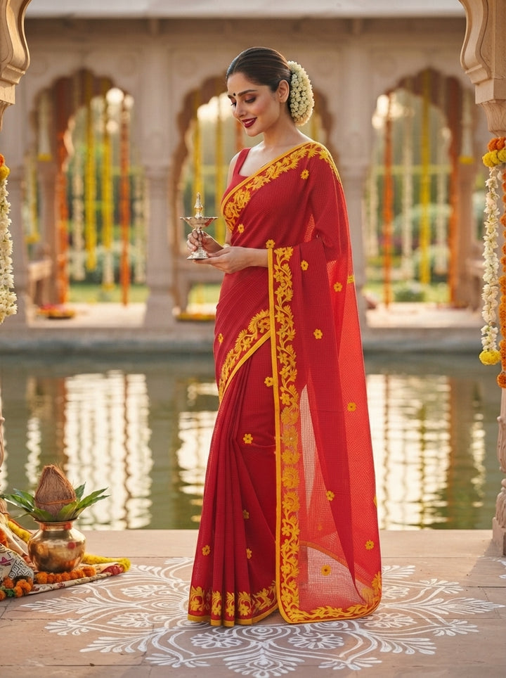 Hridoy rekha Kota Applique Saree