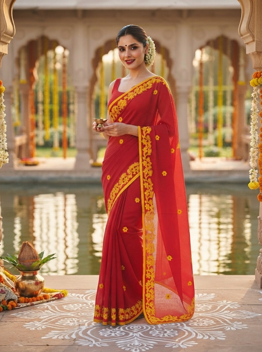 Hridoy rekha Kota Applique Saree