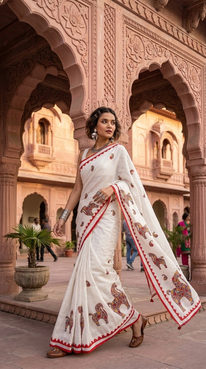 Ashwaroop Madhubani Patch Work Saree