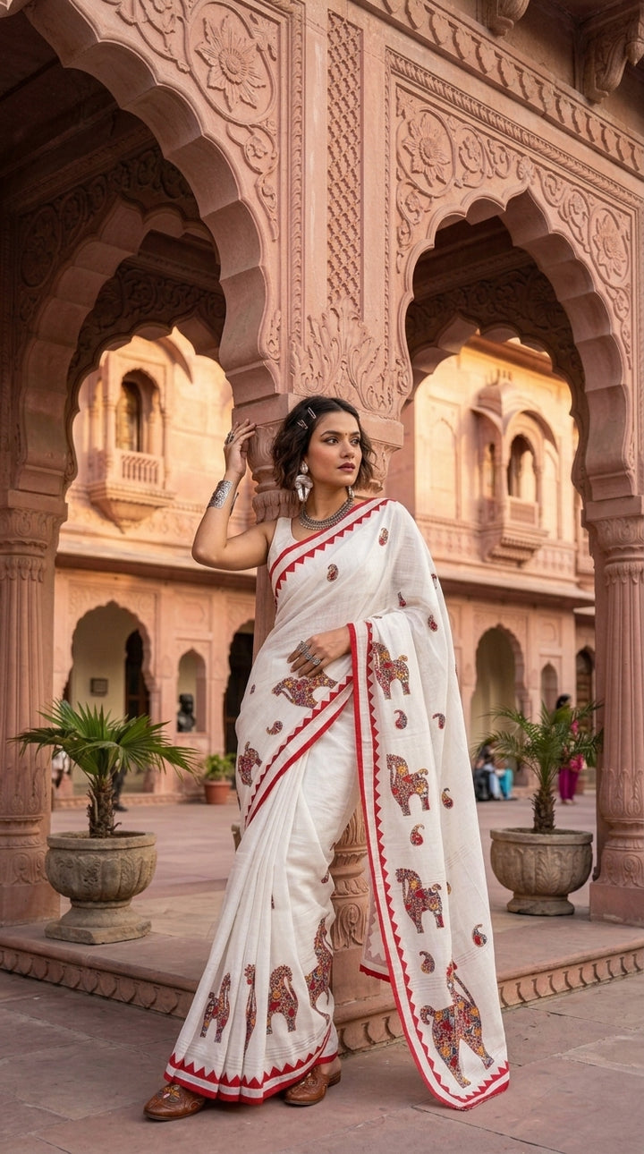 Ashwaroop Madhubani Patch Work Saree