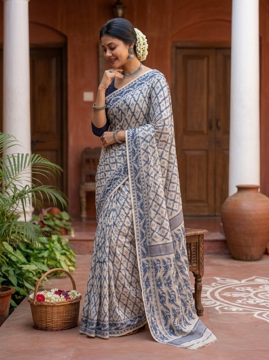 Neel Komol ( নীল কমল )Bengal Jamdani Saree