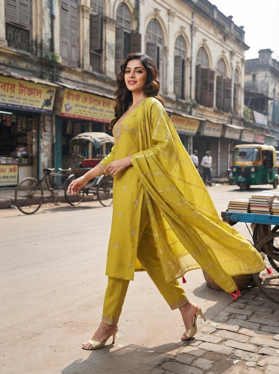 Feeling The Joy Silk Kurti Set