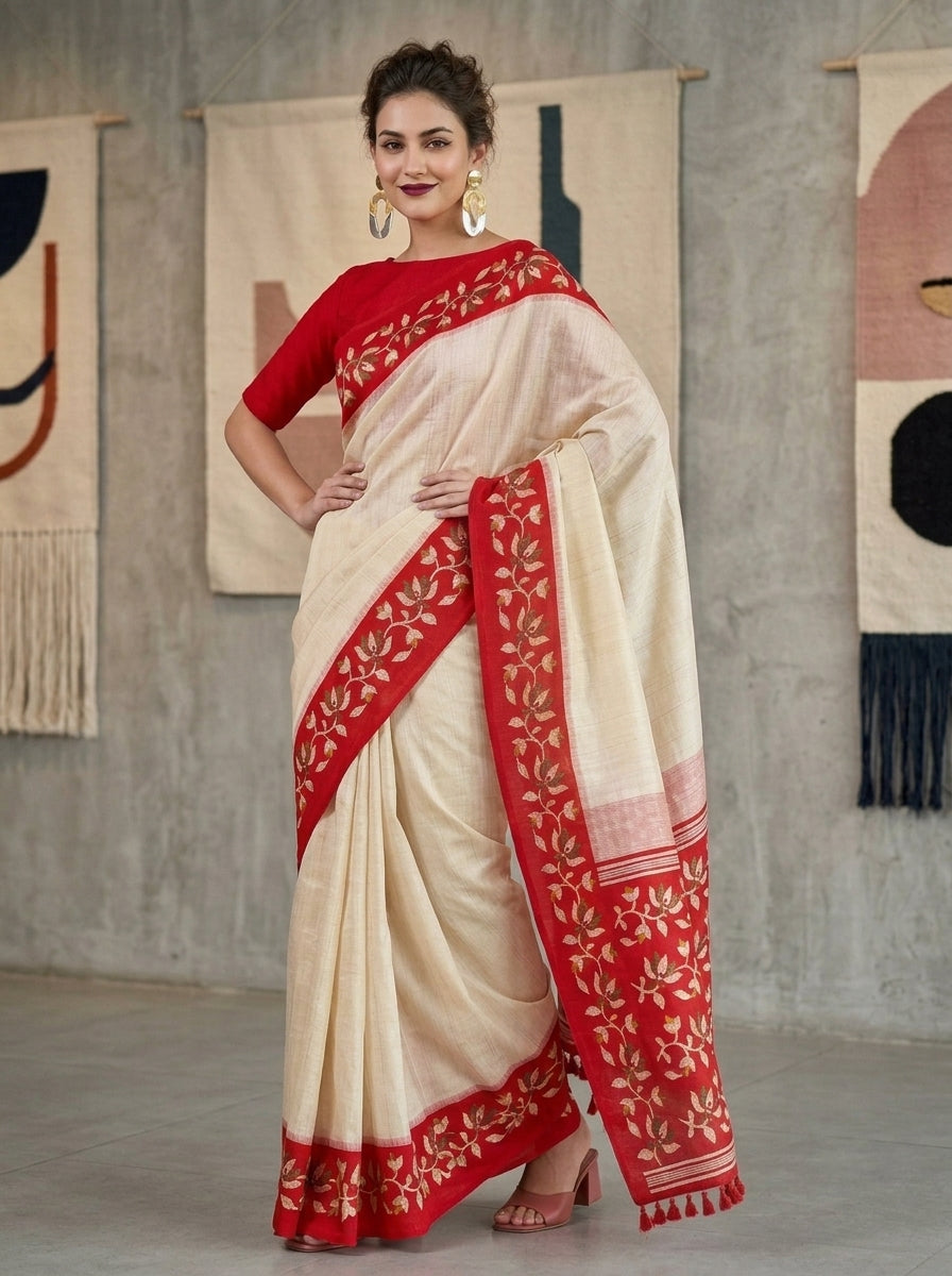 Petalique Drape Semi Matka Silk Saree