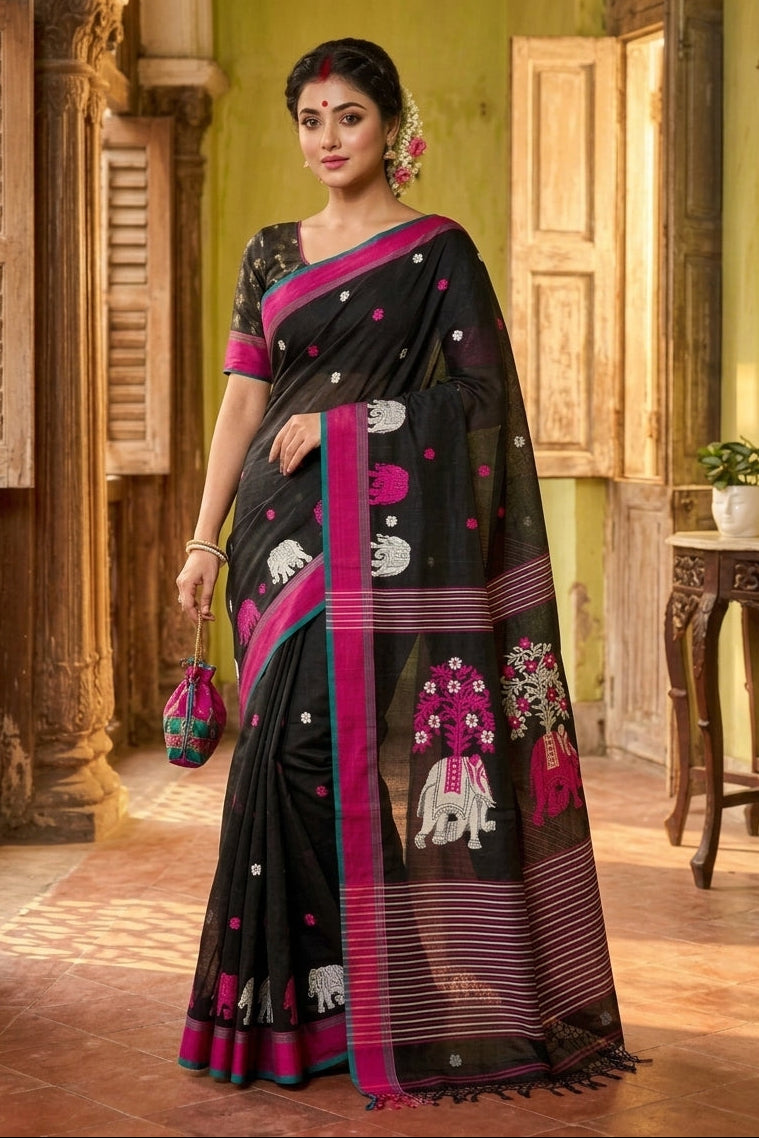 Rangrez Gajini khadiJamdani Saree