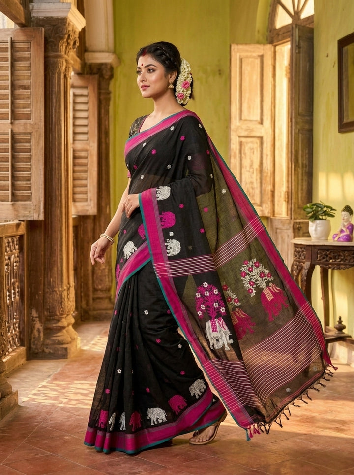 Rangrez Gajini khadiJamdani Saree